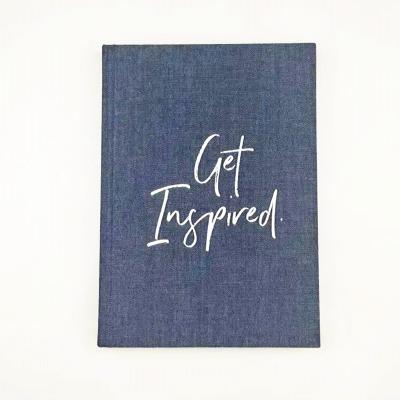 China A5 Hardcover Notebook Embossed Foil Hot Stamping Cloth Journal Denim Journal for sale