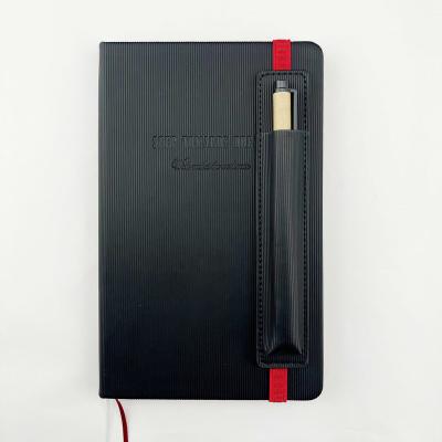 China Hot Selling PU Leather Diary Notebook Hard Cover Book with Pocket and Pen Bag Handmade A5 Planner Notebook Custom Agenda 2023 for sale