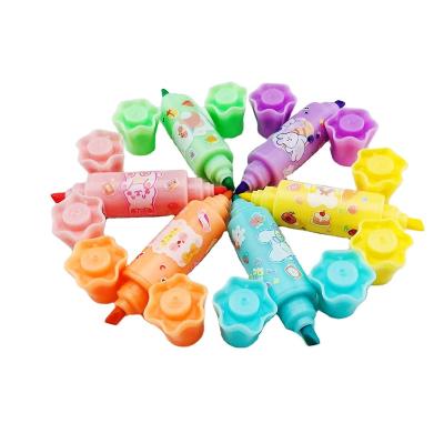 China Multicolor Double Headed Mini Multi Marker Pens 6 Colors Highlighter Bar Marker for sale