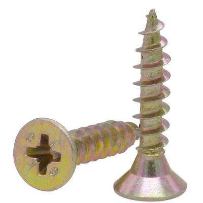 China Double Countersunk Chipboard Screws Yellow Flat Head Chipboard Screw for sale