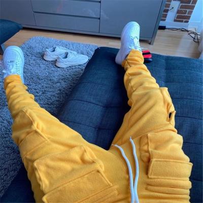 China custom Anti-wrinkle QC winter fleece cargo piled sweatpants jogger pants track pants masculine men for sale