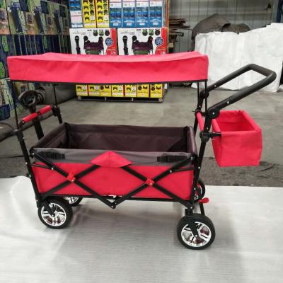 China Easy Folding Folding Trolley Stroller Cart Push-Pull Trolley With Canopy For Kids for sale