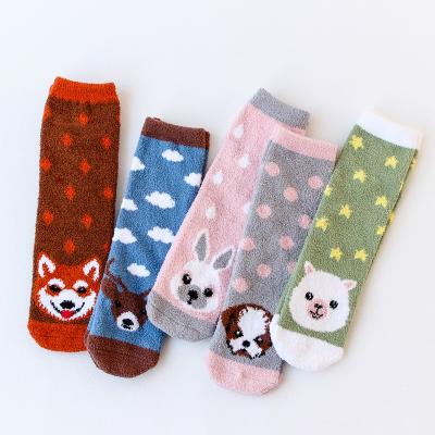 China JXJ406 Sporty Sports Plus Velvet Thicken Keep Coral Fleece Socks Logo Socks Warm Winter Bumps Women Custom Made for sale