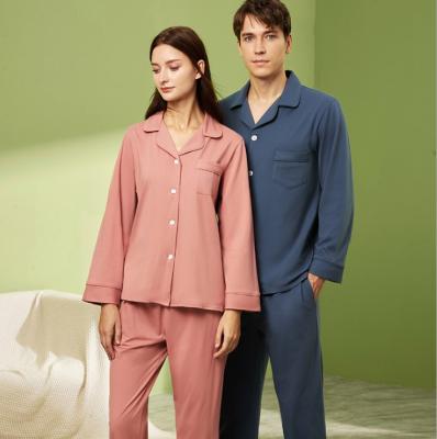 China JYT2056 Solid Color Breathable Pure Cotton 2 Pieces Set Breathable Plus Size Pajamas Set Unisex Sleepwear Set for sale