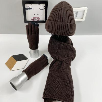 China JKS0 Regular Regular Knitted Scarf Hat 3 Three Piece Set Drop To Keep Warm Felt Hat Other Winter Hats for sale