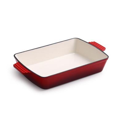 China Viable Non Stick Cast Iron To Enamel Dishes Rectangular Baking Pans for sale