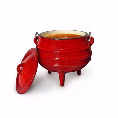 China No.1/4 Viable Potjie 3 Legs Enamel Running Witches Potjie Pot Cast Iron Cauldron for sale