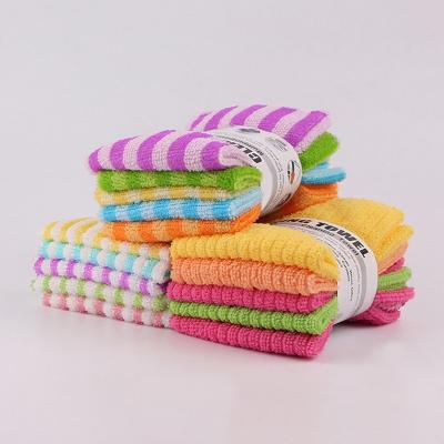 China Kitchen QUICK DRY Absorbent Square Striped Microfiber Cloth Wash Dish Towel for sale