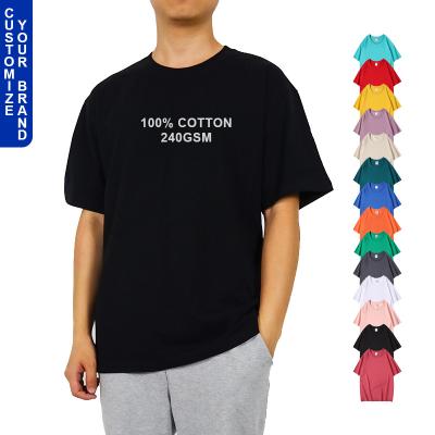 China Anti-pilling 100 Oversized Heavy High Quality Custom Blank Plain 240GSM Cotton 240GSM Logo Graphic Design Hip Hop Plus Size Mens T-shirts for sale