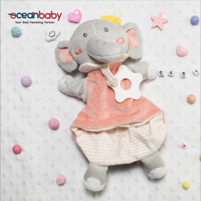 China No fluorescer / soothe baby design / soft and skin-friendly baby elephant teething new comforter for sale