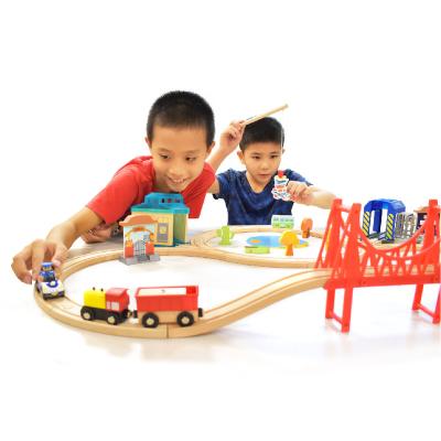 China Spatial Cognitive Skills Wholesale Cheap Educational Railway Toy Train Sets For Kids Wooden for sale