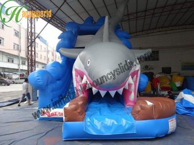 China UL blower 1000D Durable Shark Commercial Inflatable Slide for hire for sale