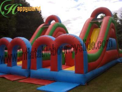 China Outdoor Double Tunnel Castle Inflatable Bouncy Slide With Waterproof PVC for sale