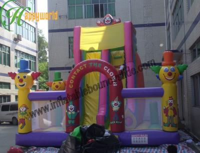 China Diapositiva animosa del castillo inflable atractivo del payaso de los niños, diversión Inflatables para el patio trasero en venta