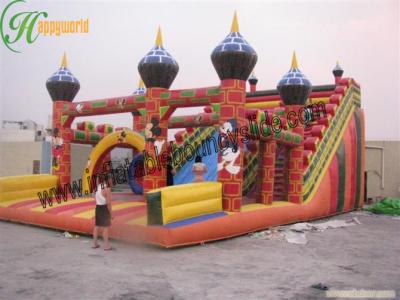 China Large Colorful Castle Inflatable Bouncy Slide With Jumping Bouncer for sale