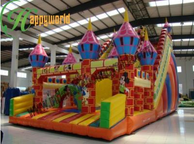 China Colorful Giant Castle Inflatable Bouncy Slide With Durable Repair Kits for sale