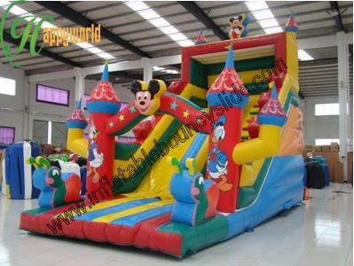 China Diapositiva animosa inflable del ODM Mickey Mouse con la gorila de salto comercial en venta