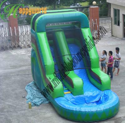 China Attractive Fire Retardant Outdoor Inflatable Water Slides For Ground Pools Grade 0.55mm for sale