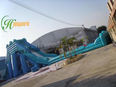 China Giant Hippo Outdoor Inflatable Water Slides / Garden Bouncy Water Slides for sale