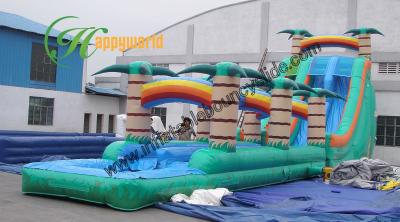 China Huge Double & Triple Stitches Outdoor Inflatable Long Water Slide With Bouncy Pool For Adult for sale