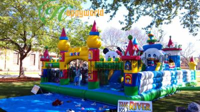 China Commercial  Mickey Mouse Inflatable Fun City Jumper With Big Backyard For Kids for sale