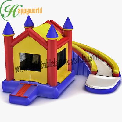 China Colouful Inflatable 4 In 1 Combo Bounce House Wth Curved Water Slide for sale