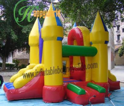 China Mini corrediça inflável amarela combinado, castelos Bouncy do leão-de-chácara com corrediça para o divertimento à venda