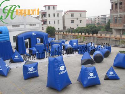 China 44 Pcs Blue Outdoor Inflatable Paintball Bunkers With Air Sealed Plato PVC Tarpaulin for sale