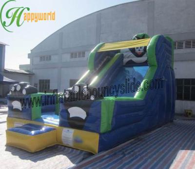 China Giant Durable Outdoor Commercial Inflatable Slide ,  Blue Cat Slide With A Net for sale