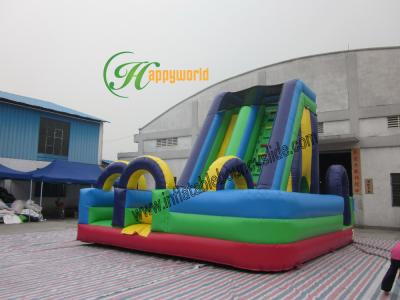 China Playground Green Blue Outdoor Inflatable Slide With Black Net For Kids for sale