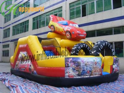 China Promotion Cuty  Commercial Small Cartoon Car Inflatable Slide For Outdoor Entertainment for sale