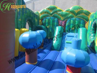 China Kids Green Jungle Party Inflatable Fun City Jumper , Outdoor Fun Inflatables 10 x 6 x 4 m for sale