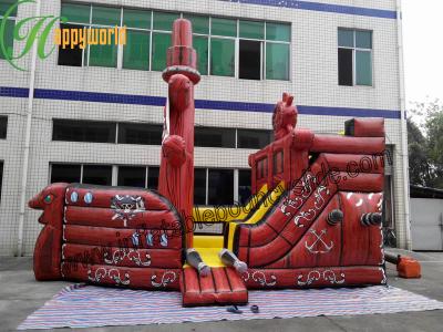 China CE / UL Blower Red And Yellow  Inflatable Priate Ship Bouncy Castles With Slides For Hire for sale