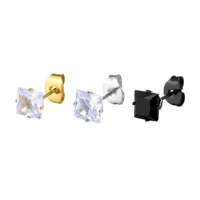 China Qianyou Environmental Friendly Stud Earrings From Stainless Steel Jewelry With Square Zircon Fashion Accessory For Women for sale