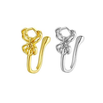 China Qianyou New Designer Face Nose Ring Clips Spider Copper Inlaid Durable Zircon Gold Filled Adjustable Non-Puncture Fine Jewelry for sale