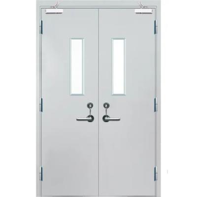 China Modern Double Leaf Fire Rated Steel Door With Vision Glass for sale