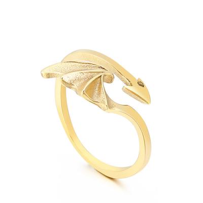 China 2022 Amazon Stainless Steel Mens Womens Romantic Wing Arrow Rings Bad Gold for sale