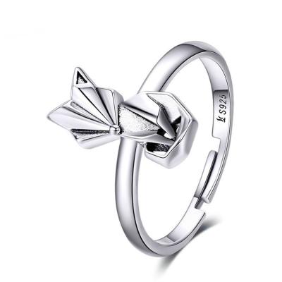 China FASHIONABLE 925 Sterling Silver Women Animal Jewelry Elegant Fox Adjustable Ring for sale