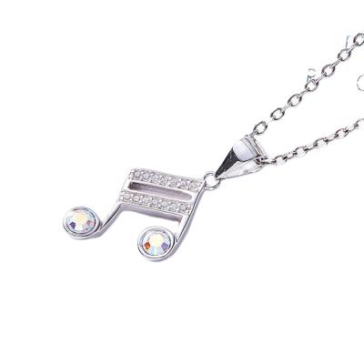 China Romantic 925 Sterling Silver Bridal Jewelry Diamond Austria Crystal Musical Note Necklace for sale