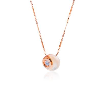 China Unique Amazon Chain 316L Stainless Steel Women's Rose Gold White Diamond Cat Eye Necklace for sale