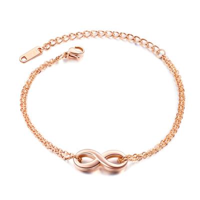 China Rose Gold Figure 8 Link Bracelet Elegant Classic Infinity Women Jewelry Gift Birthday Chain Bracelet for sale