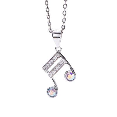 China Romantic 925 Sterling Silver Jewelry Diamond Austria Crystal Musical Note Pendant for sale