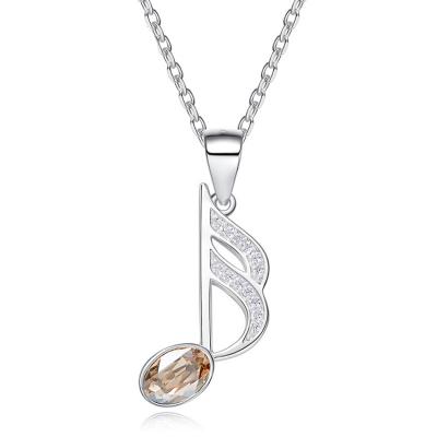 China Romantic Necklace of 925 Sterling Silver Elegant Wedding Jewelry Crystal Musical Note Pendant For for sale