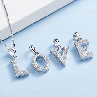 China CLASSIC 925 Sterling Silver Classy Jewelry White Diamond Alphabet Letter Pendant Gold Plated for sale