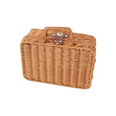 China Non-toxic Hand - Woven Rattan Storage Box Paint Iron Basket Reinforcement Suitcase Picnic Sundries Toy Storage Box for sale