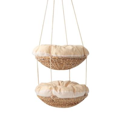 China Indoor Weaving Natural Cat Hammock With Breathable Rattan Handwoven Cat Basket Pet Products Hanging Imperial Cat Hammock for sale