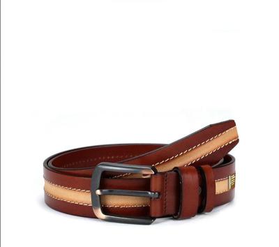 China Fashion / Newspaper Use Needle Buckle Belt Leisure Cowhide Mens First Layer Leather Belt for sale