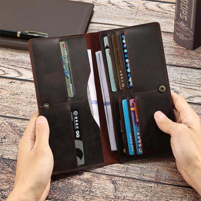 China Fashion/Daily Use Men's Wallet Crazy Horseshoe Leather Cowhide Leather Long Purse Men's Retro Wallet for sale