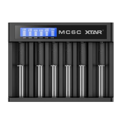 China 3.7V Li-ion Battery Charger XTAR MC6C LCD Display 6slots Micro USB and DC Input 18650 32650 Lithium Lion Battery Charger for 3.7 in China for sale