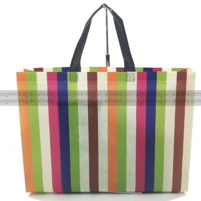 China Eco-Friendly 100% Natural Custom Fashion Striped Nonwoven Cotton Shopping Bag Tote Bag for sale